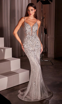 Silver Ladivine Long Formal Dress cd795