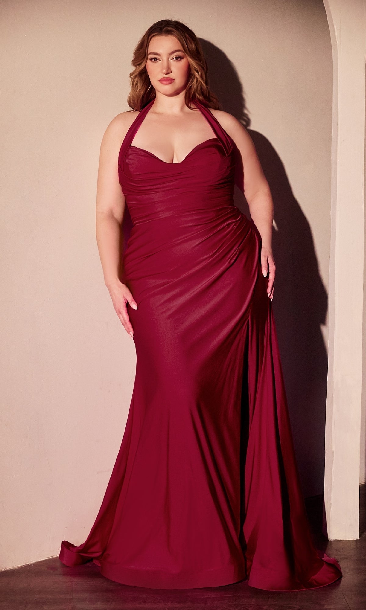 Burgundy Ladivine Long Formal Dress CD796C