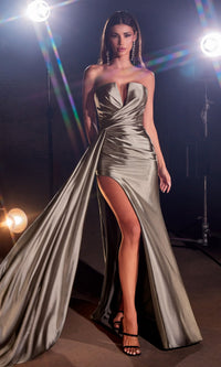 Graphite/Silver Ladivine Long Formal Dress CDS441