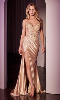Gold Ladivine Long Formal Dress CDS521