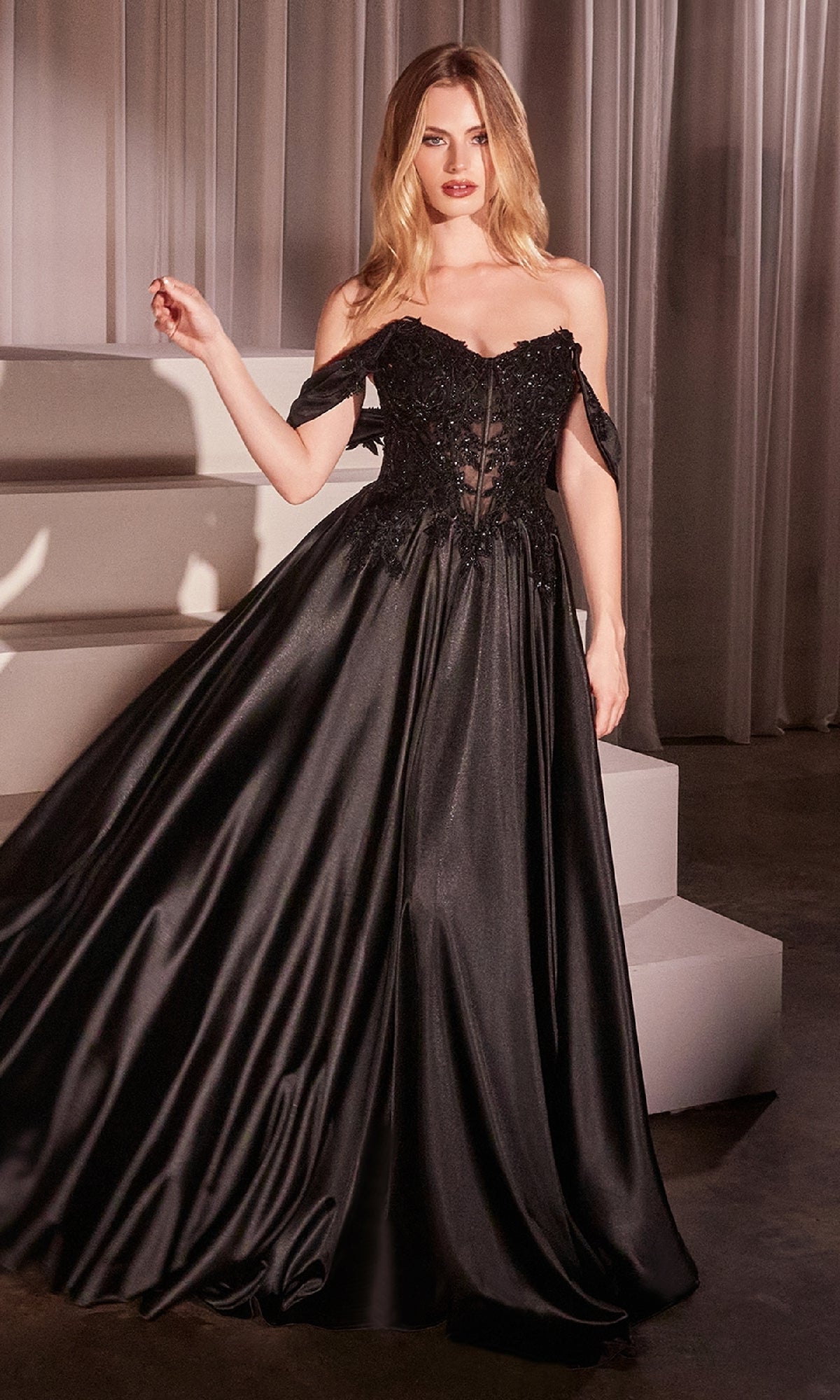 Black Ladivine Long Prom Dress CDS525