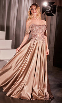 Mocha Gold Ladivine Long Prom Dress CDS525
