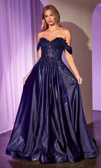 Navy Ladivine Long Prom Dress CDS525