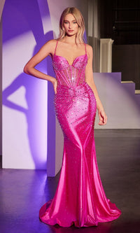 Fuchsia Ladivine Long Prom Dress CDS527