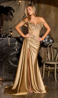 Gold Ladivine Long Formal Dress CDs554 - Image