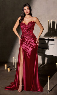 Deep Red Ladivine Long Prom Dress cds567 - Image