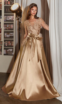 Gold Ladivine Long Formal Dress CDS569