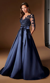 Navy Ladivine Long Formal Dress CDS569