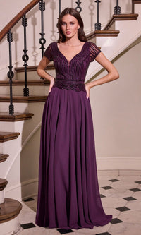 Eggplant Ladivine Long Prom Dress CL07