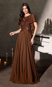 Brown Ladivine Long Formal Dress cl09 - Image