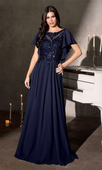 Navy Ladivine Long Formal Dress cl09 - Image