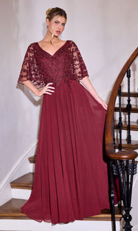 Burgundy Ladivine Long Formal Dress CL10