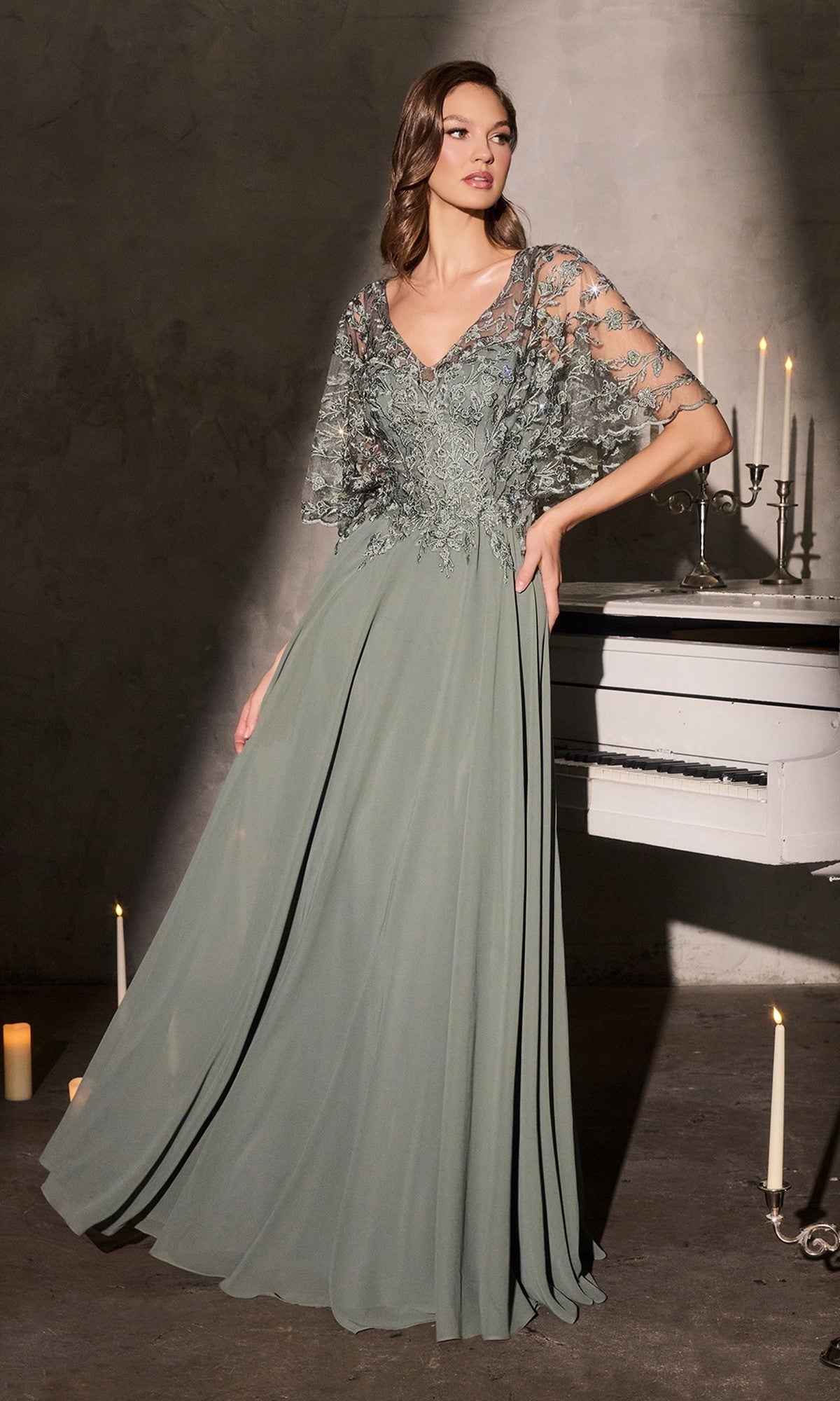 Moss Green Ladivine Long Formal Dress CL10