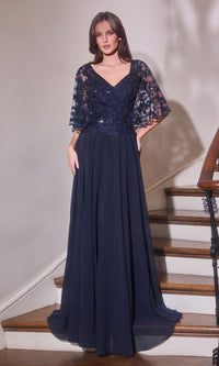 Navy Ladivine Long Formal Dress CL10