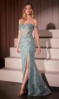 Sea Mist Ladivine Long Formal Dress CM373