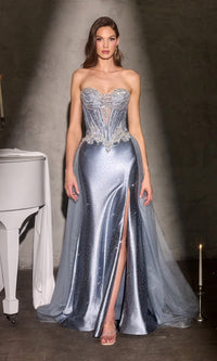 Dusty Blue Ladivine Long Prom Dress cm392 - Image