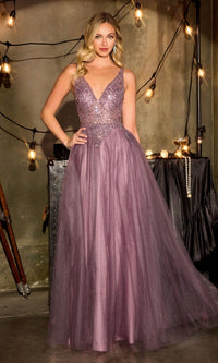 English Violet Ladivine Long Formal Dress Cr880 - Image