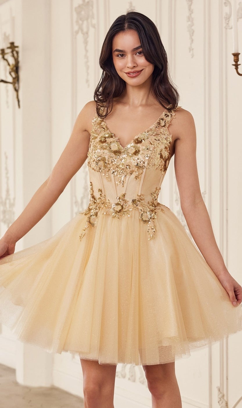 Champagne Ladivine Short Party Dress cy019 - Image
