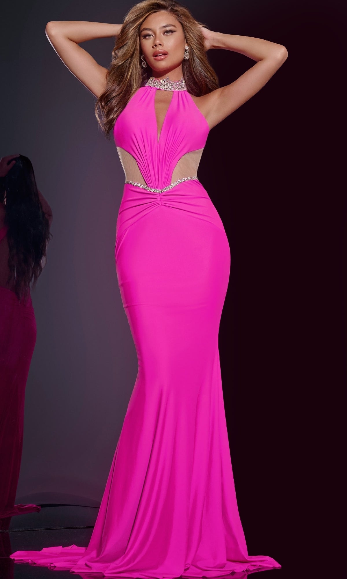 Magenta Jovani Long Formal Dress d5022 - Image
