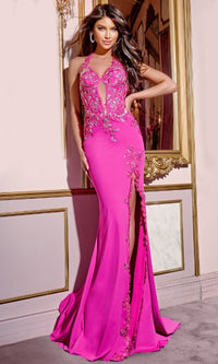 Hot Pink Jovani Long Formal Dress d5030