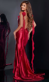 Red Jovani Long Formal Dress d5078 - Image