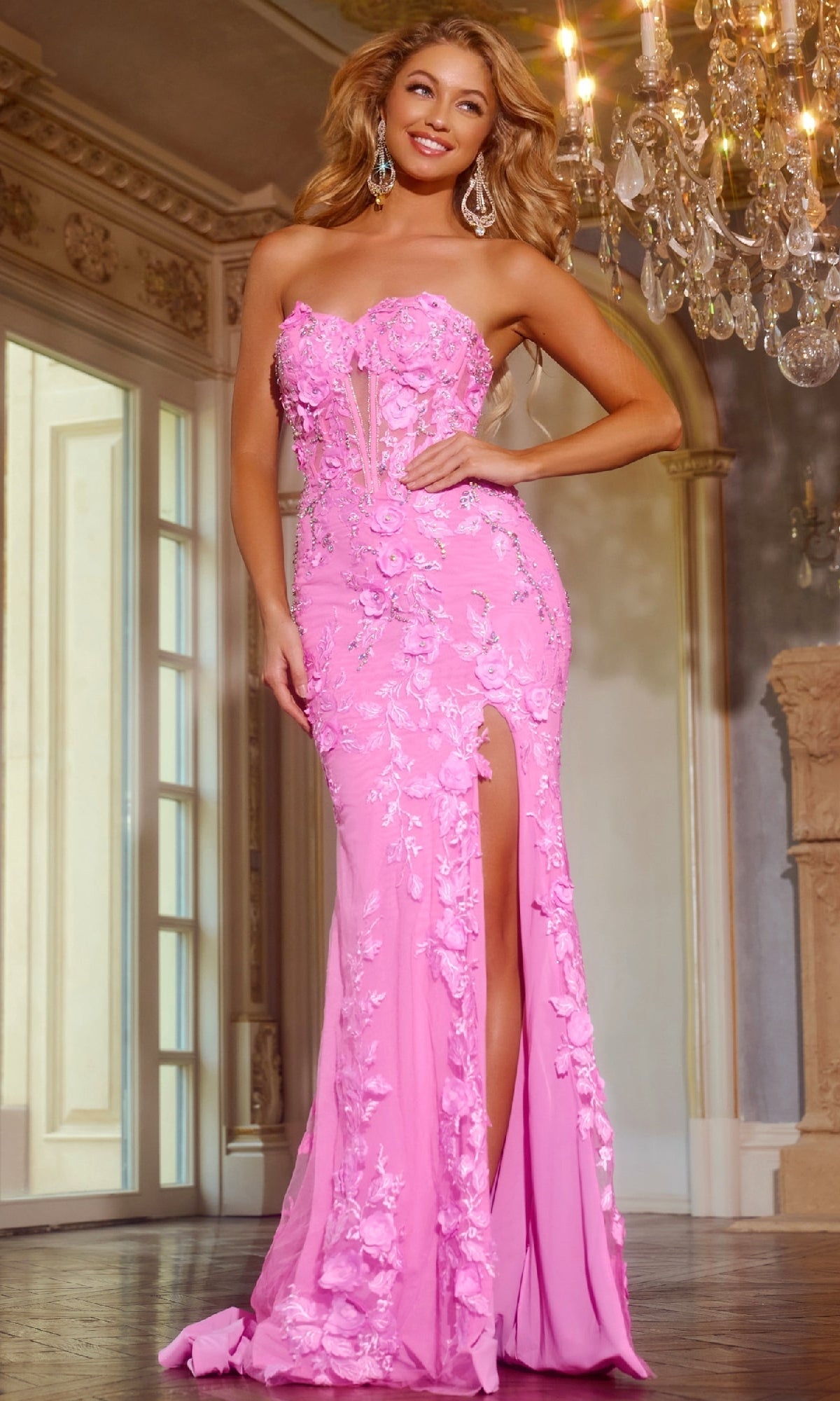 form fitting pink dress Carly Ruched Maxi Dress