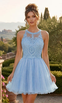 Baby Blue Chicas Short Cocktail Dress DM4002