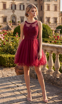 Burgundy Chicas Short Cocktail Dress DM4002