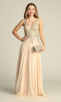 Champagne Chicas Long Mother of the Bride Dress DM4006