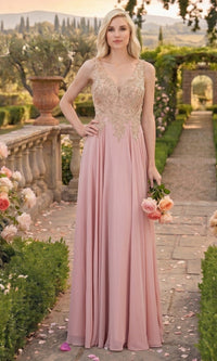 Dusty Rose Chicas Long Mother of the Bride Dress DM4006