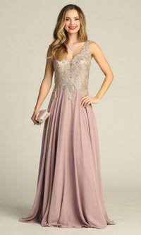 Mocha Chicas Long Mother of the Bride Dress DM4006