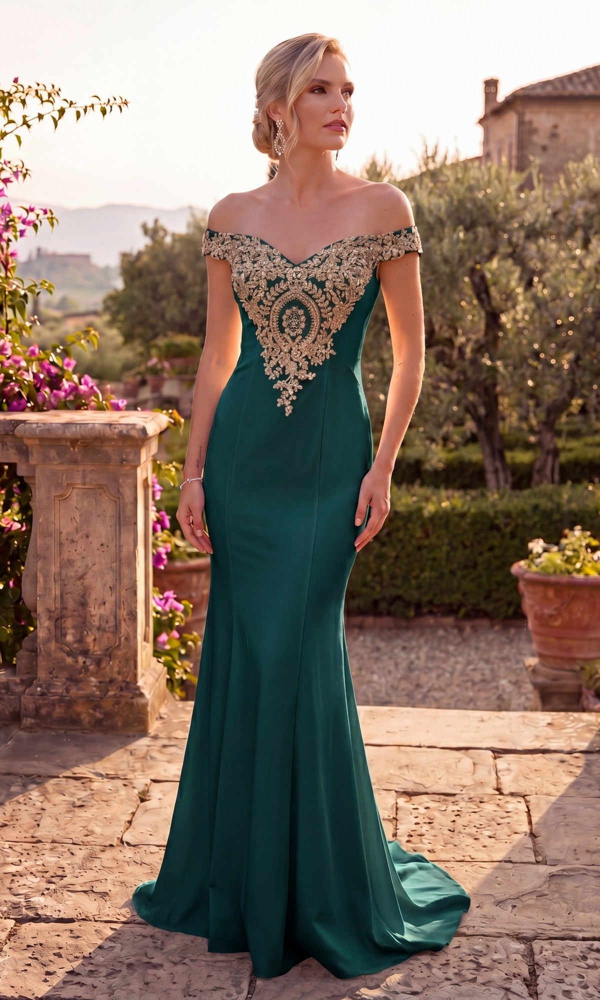 Green Chicas Long Formal Dress DM4011