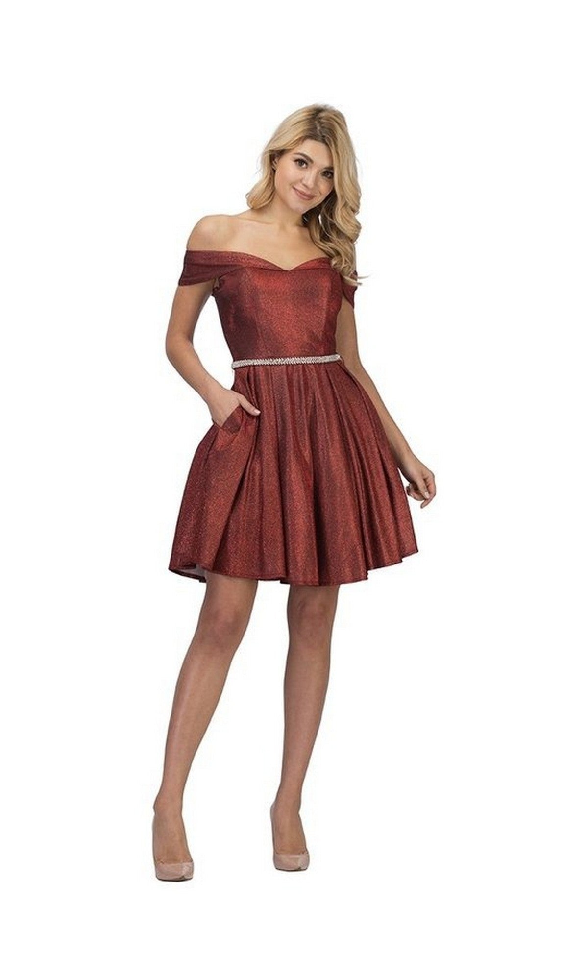 Burgundy Chicas Short Party Dress DM4014