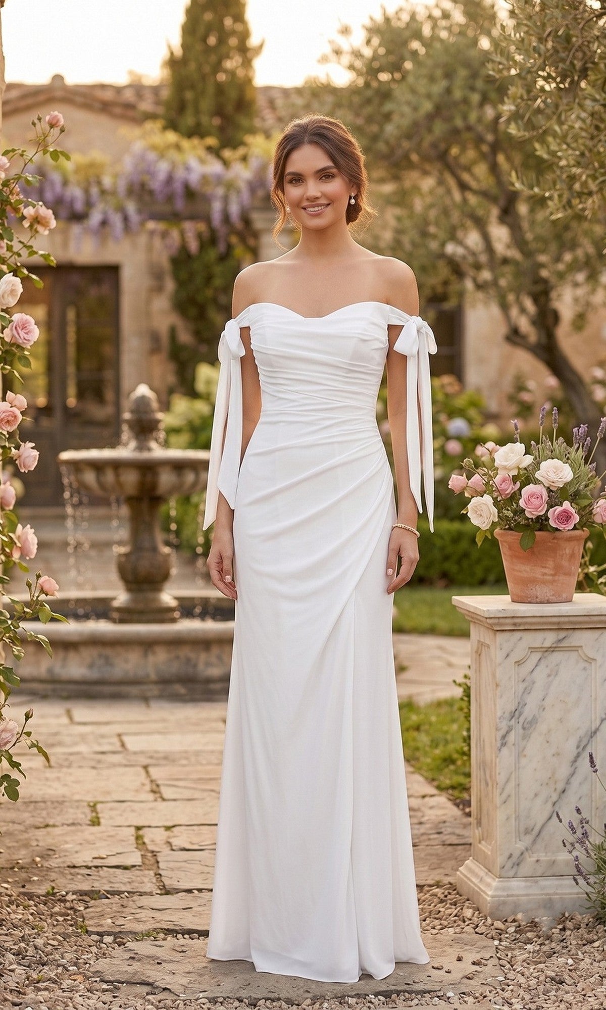 Off White Chicas Long Formal Dress DM8010