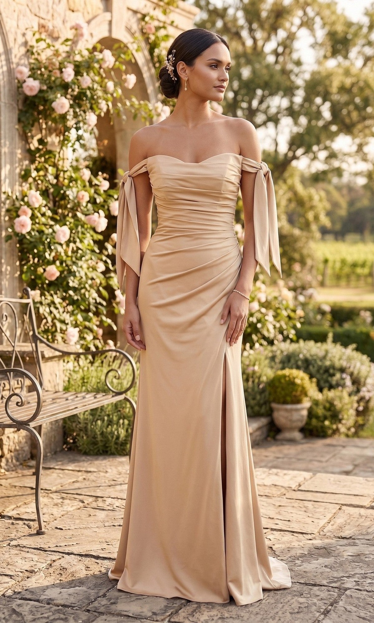 Gold Chicas Long Formal Dress DM8010