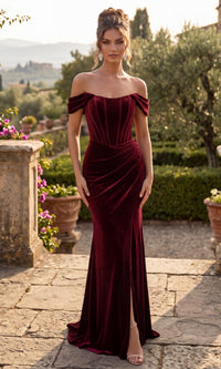 Burgundy Chicas Long Formal Dress DM809