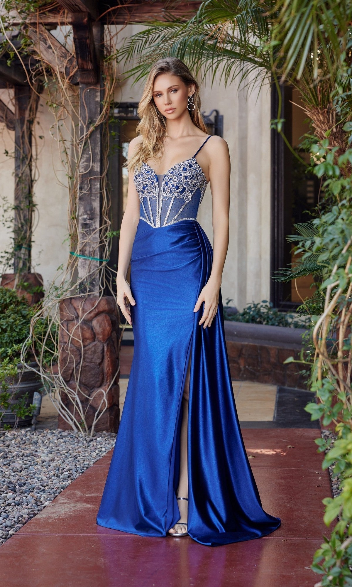 Navy Blue Nox Anabel Long Prom Dress g1788 - Image