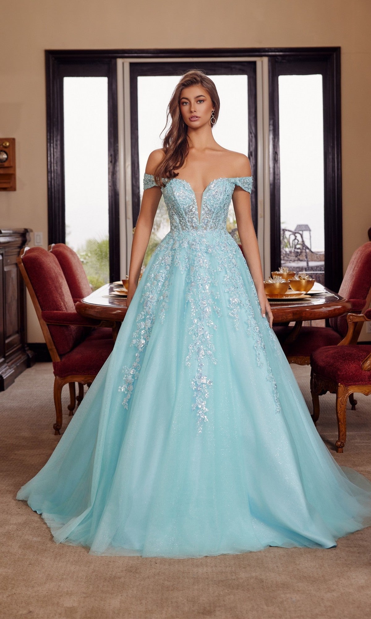 Long Prom Dress h1881 by Nox Anabel Aqua / 14