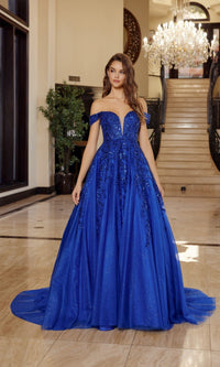 Royal Blue Nox Anabel Long Prom Dress h1881 - Image