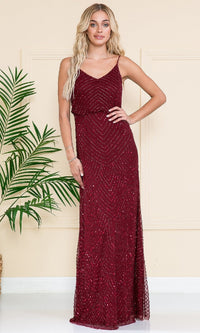 Burgundy Amelia Couture Long Formal Dress IN001