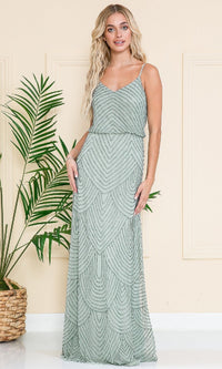 Dusty Mint Amelia Couture Long Formal Dress IN001