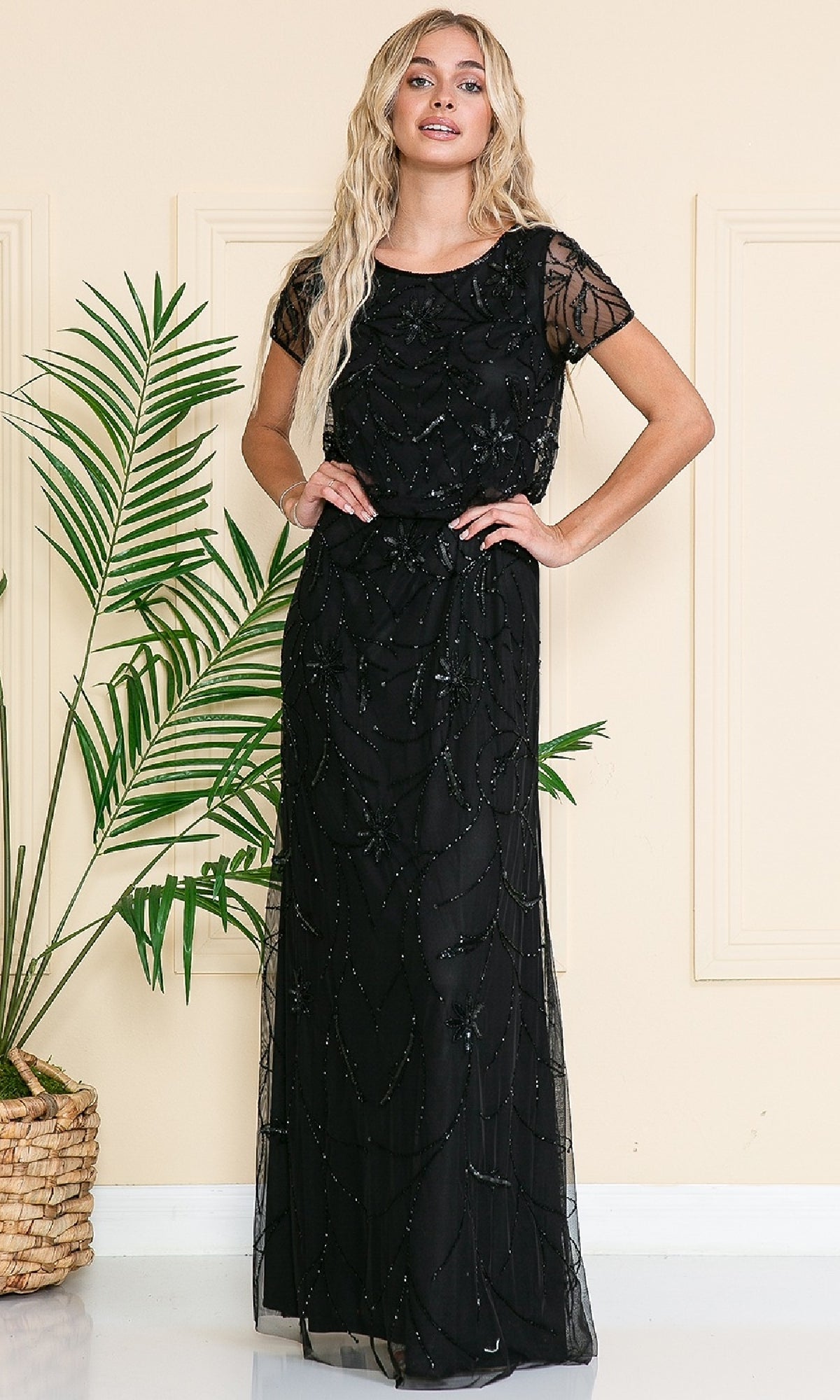 Black Amelia Couture Long Formal Dress IN004
