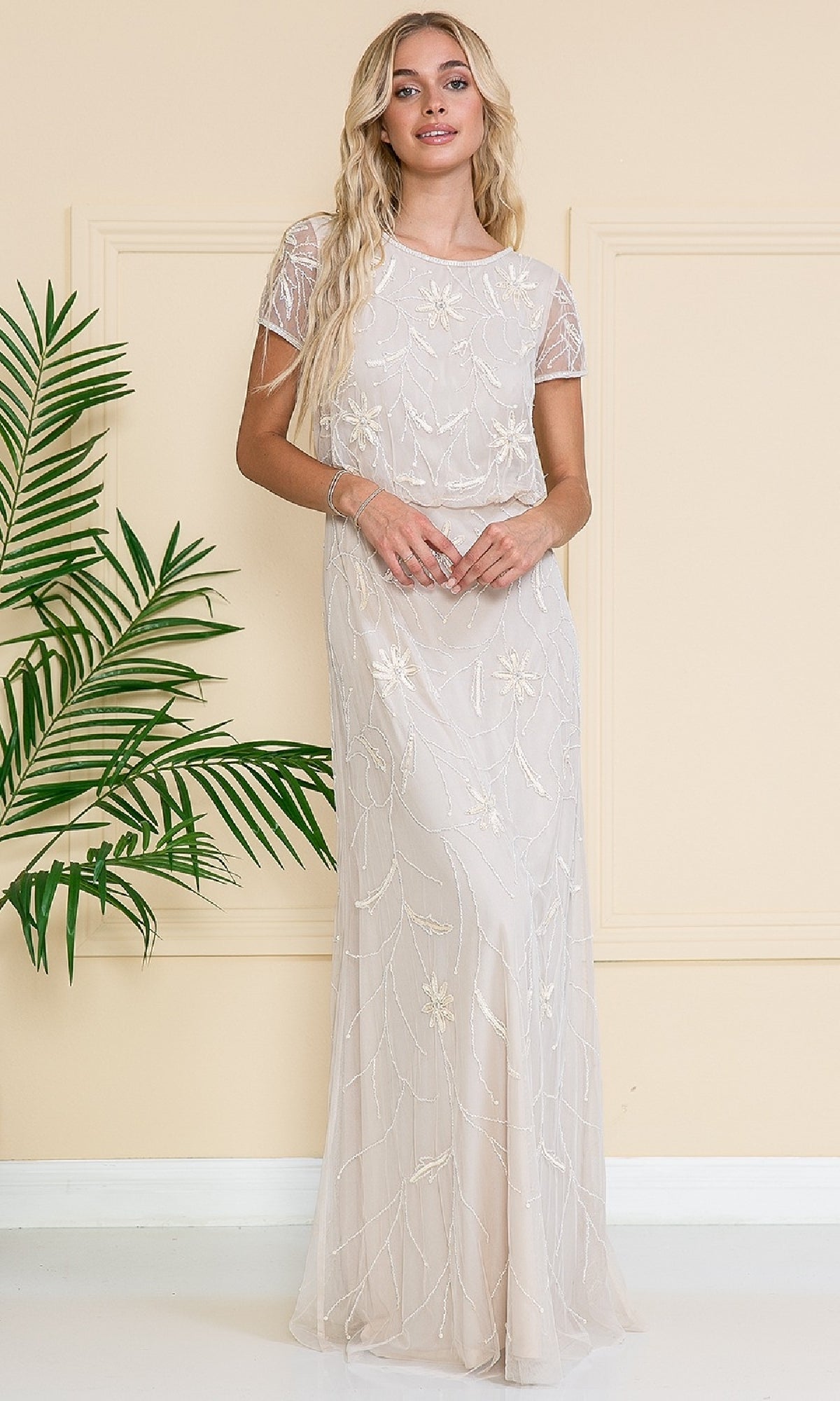 Champagne Amelia Couture Long Formal Dress IN004