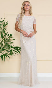 Champagne Amelia Couture Long Formal Dress IN004