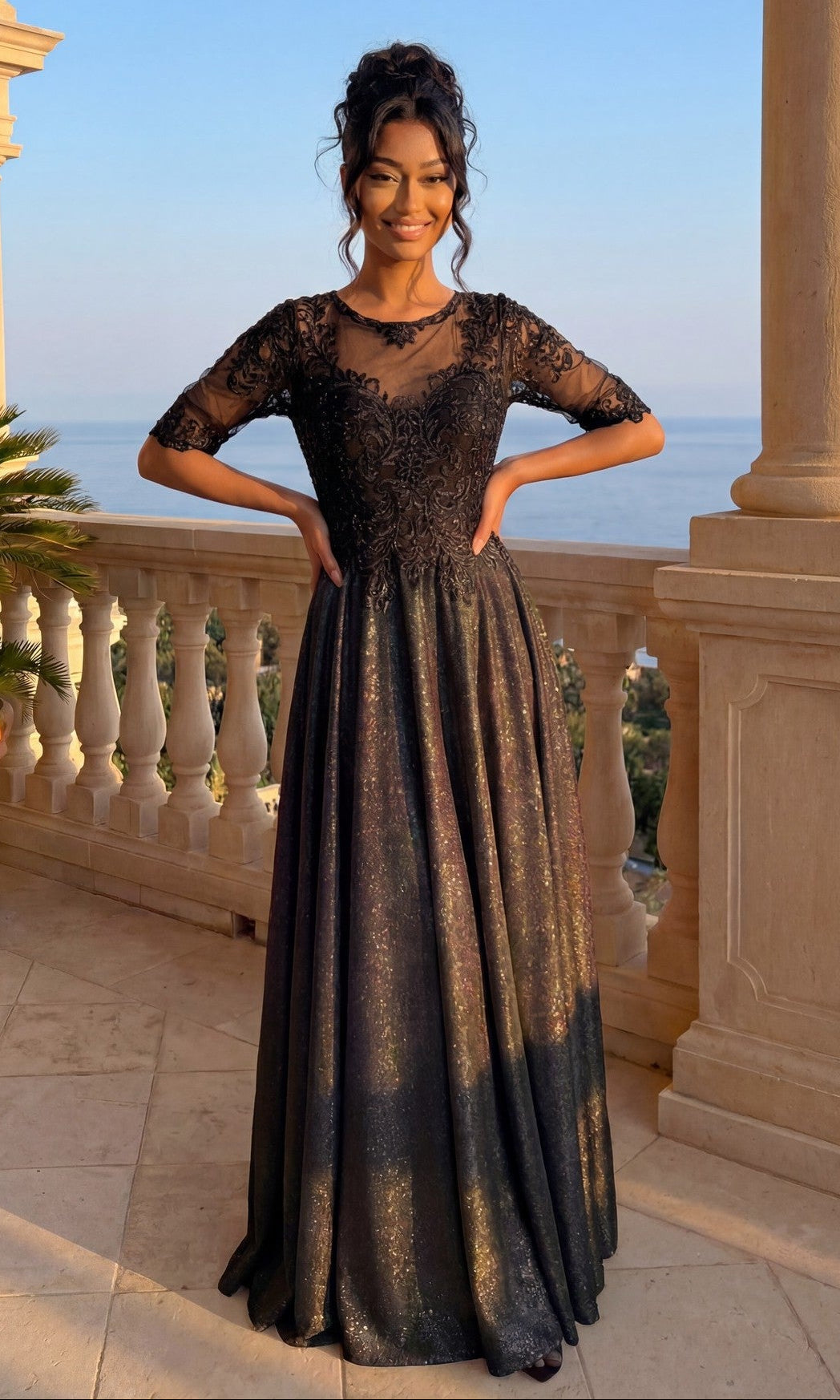 Black Chicas Long Mother of the Bride Dress J006