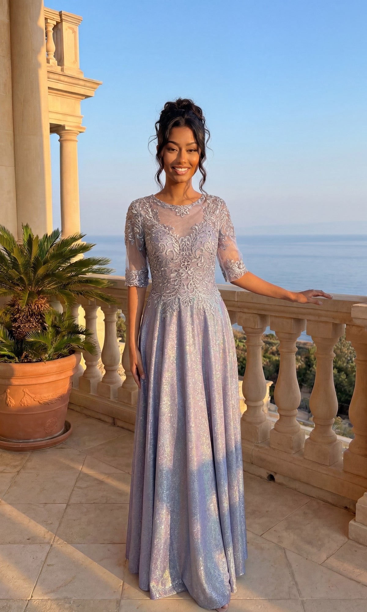Lavender Chicas Long Mother of the Bride Dress J006