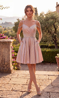 Rose Gold Chicas Short Party Dress J007