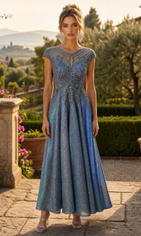 Blue Chicas Midi Wedding Guest Dress J032