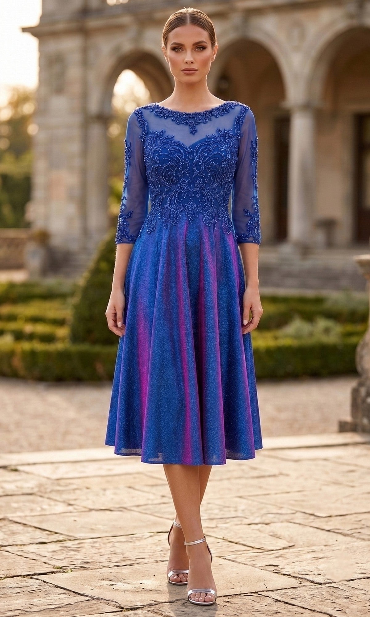 Royal Chicas Midi Wedding Guest Dress J040