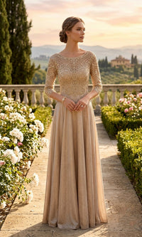 Champagne Chicas Long Mother of the Bride Dress J052